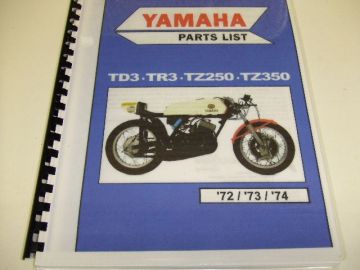 Partsbook comb. TD-TR3/TZ250-TZ350 1972 untill 1974 Yamaha racing