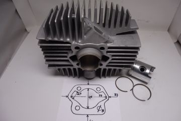 Cylinder compl.with piston Kreidler motocross/racing 50cc 40mm new (See size base cilinder)