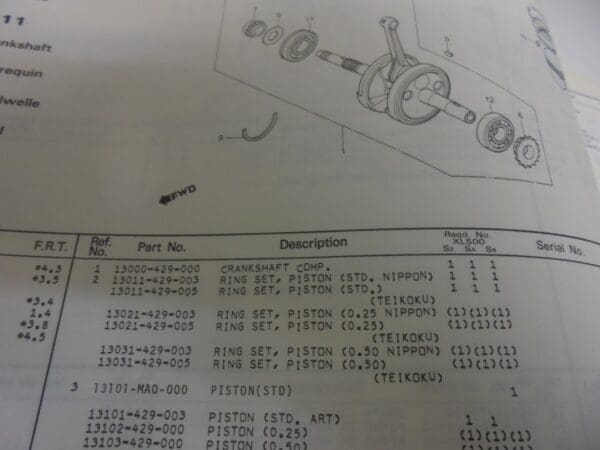 Honda - As new partbook Honda XL500 SZ-SA-SB - XL500 - Parts Book