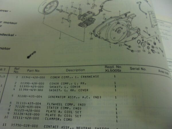 Honda - As new partbook Honda XL500 SZ - XL500 - Parts Book