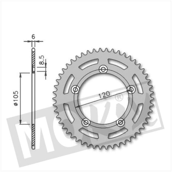 REAR SPROCKET APRILIA RX"03 420 105mm 5h 46t IGM