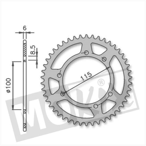 REAR SPROCKET BETA/MH/GILERA 420 100mm 6h 50t IGM