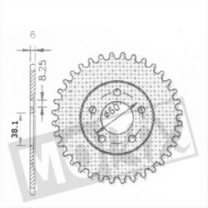 REAR SPROCKET RIEJU RS1 38.1mm 5holes 36t IGM