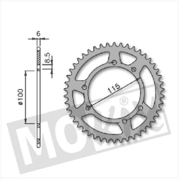 5536 REAR SPROCKET GILERA GSM (415) 100mm 6holes 36 IGM