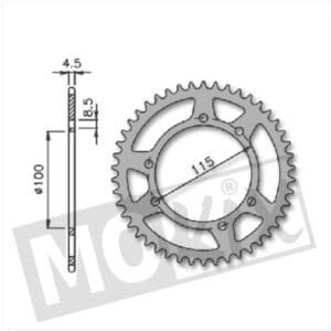 REAR SPROCKET BETA/MH/GILERA 420 100mm 6h 53t IGM