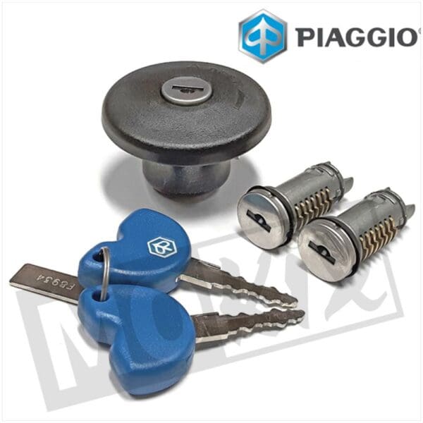 LOCK KIT PIAGGIO FLY >12 2pc + TANK CAP ORG