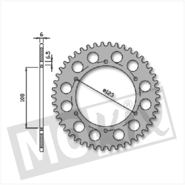 REAR SPROCKET MH RX RACING 108mm 6holes 50t IGM