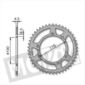 REAR SPROCKET BETA/MH/GILERA 420 100mm 6h 52t