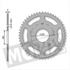 REAR SPROCKET RIEJU SMX "06 62mm 5holes 52t ST