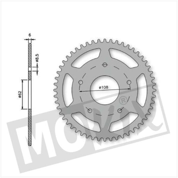 REAR SPROCKET RIEJU SMX "06 62mm 5holes 48t IGM