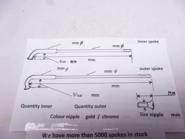 Spokes make your size more than 5000 in stock