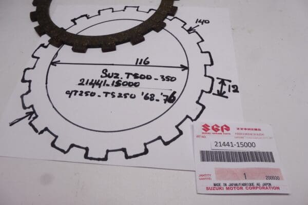 21441-15000 Plate friction clutch Suz.T250-350-500/TS250 new