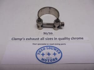 Exhaust clamp size 36/39mm unifersal in chrome new for all bikes