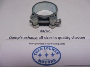 Exhaust clamp size 44/47mm unifersal in chrome new for all bikes