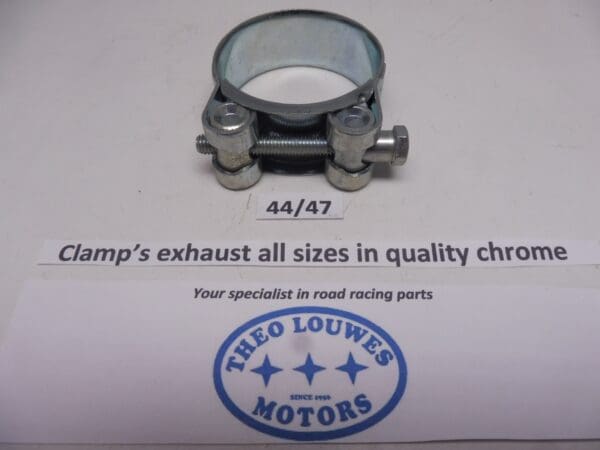 Exhaust clamp size 44/47mm unifersal in chrome new for all bikes