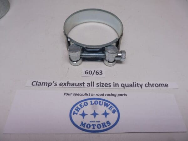 Exhaust clamp size 60/63mm unifersal in chrome new for all bikes