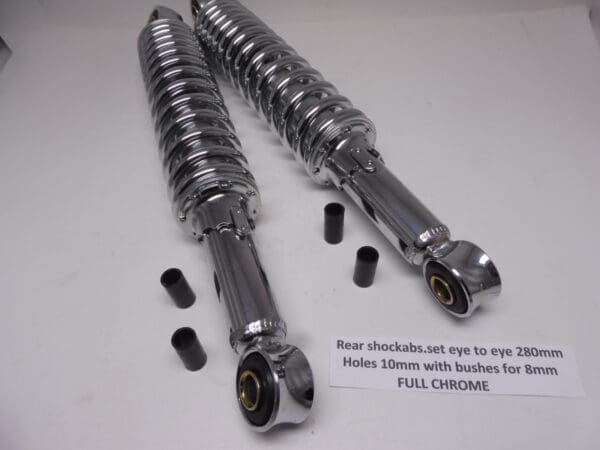 Shock absorber assy full chrome 280L holes10mm with bushes for 8mm