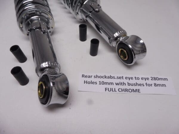 Shock absorber assy full chrome 280L holes10mm with bushes for 8mm