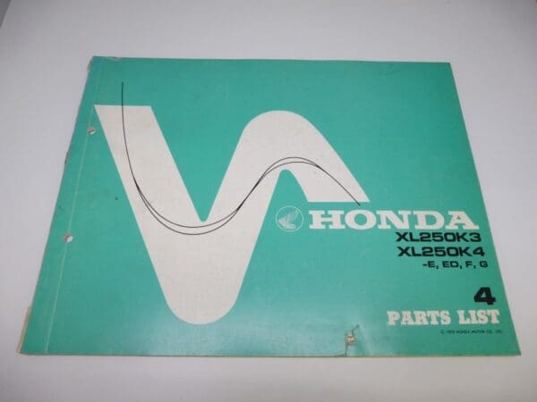 Honda - New partbook XL250 K3 - K4 - XL250 - Parts Book